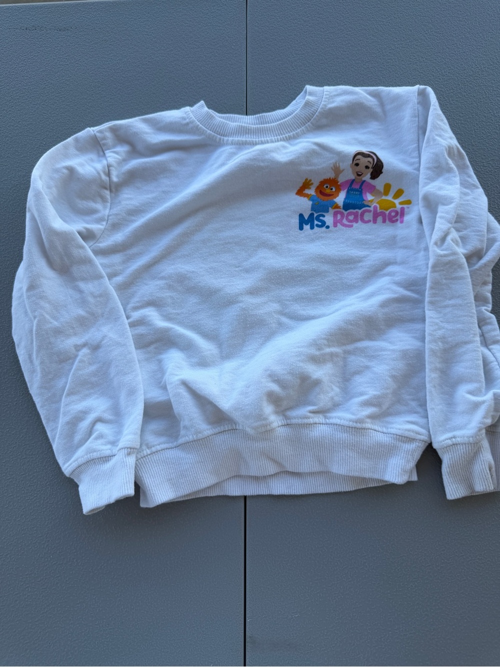 Rachel White Crewneck with Multicolor Logo